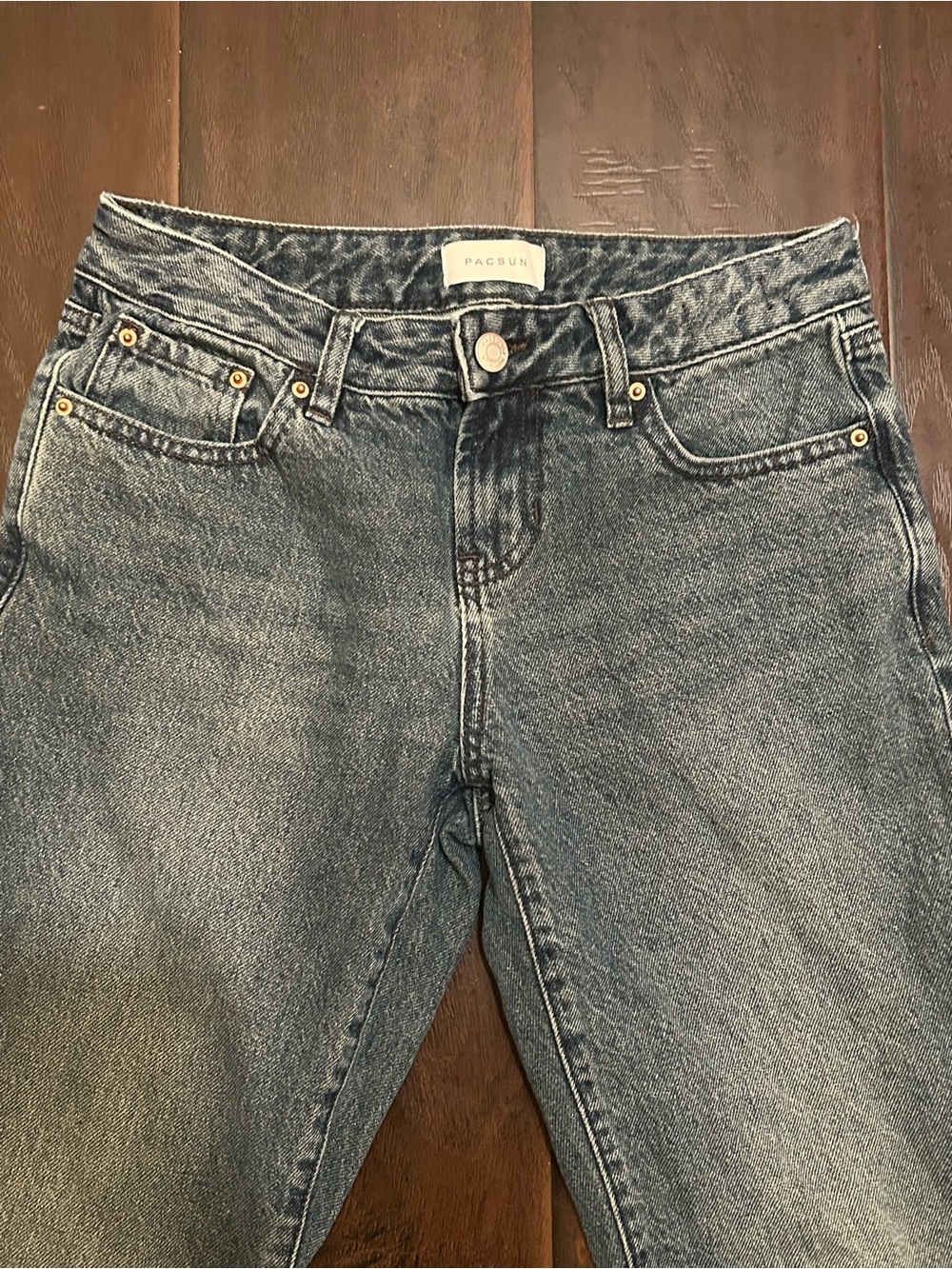 PacSun Low Rise Bootcut Jeans Size 23 Dark Acid Wash Grey Blue Y2K Grunge